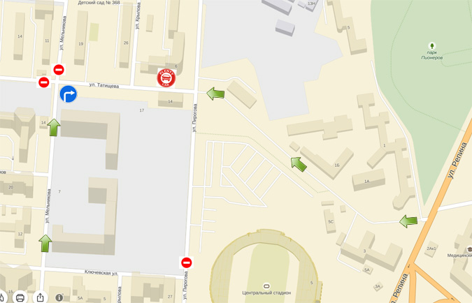 схема проезда - ремонт Татищева-Мельникова г. Екатеринбург